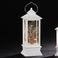 11" LED Swirl Lantern with Cardinal Ornament