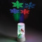 Celebrate the Season with this 6.75"H LED Snowflakes Projector Candle with USB Cord. Measurements are 6.75"H x 3.625Dia.  LED Snowflakes Projector Candle is made of plastic. Batteries not included.