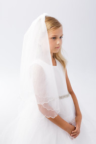 Plain Communion Veil with Scalloped Chord Edging