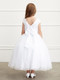 Communion Dress with lace bodice and hem. Dress has cap sleeves with an Illusion Neckline. 3 Dress Limit per Order!
