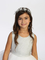 Holy Communion Tiara   Silver with Crystal and Pearl Decoration 