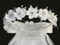 24" Veil - Organza flowers, pearls & rhinestones
Satin Bows at the back
Made in the USA