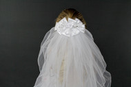 Barrette with Satin Bow embellished with pearls and flowers with Veil