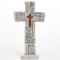 12.5"H Crossword Standing Cross.  Made of a resin/stone mix. 