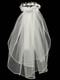 Communion Headpiece, Veil with Corded  Flowers and Bead Accents

24" Veil with Corded Flowers with bead accents
Satin Bows at the back