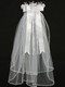 Communion Headpiece, Veil with Organza flowers, rhinestones and pearl accents

24" Veil 
Satin Bows at the back