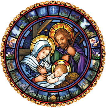 Front view of the Holy Family Jumbo Round Advent Calendar