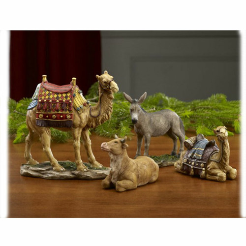 This Gifts With Love Three Kings’ Nativity Animal Set is perfect for adding detail to your display showcasing the Christmas story! These beautiful figures are crafted with intricate detail and life-like features. Browse all our nativity sets and nativity figures online now!
Includes: a standing camel, a sitting camel, a donkey, and an ox
Ideal compliments for:
7" Deluxe Three King's Nativity Set (RLN03)
10" Standard Deluxe Three King's Nativity Set (RLN025)
14" Deluxe Three King's Nativity Set (RLN020)
Weight: 4.85 lbs
Ideal gift for friends and family members
Guaranteed 100% Satisfaction