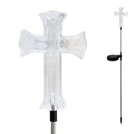 4" x 3" x 34"H Acrylic LED lit Angel with metal stake. Charges during the day and illuminates at night. Ideal for garden landscapes, yards, porches, balconies, pathways, churches, cemeteries or memorial sites. Easy to install, no wiring required.