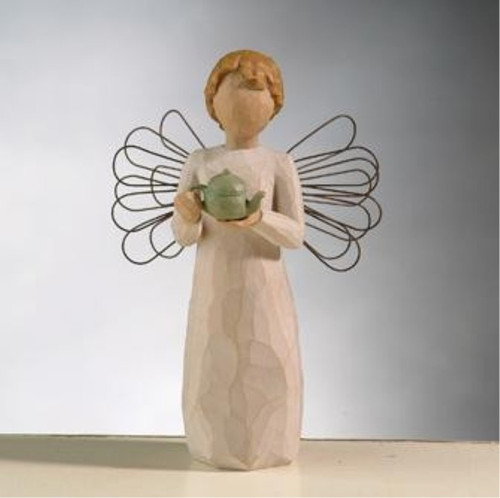 Angel of the Kitchen -Warm thoughts between friends.  This caring angel offers the warm comfort of tea to share with those close to you. Susan Lordi creates sculptures that speak in quiet and meaningful ways of healing and hope, love and family. Willow Tree captures moments in time, and turns them into lifelong memories. Stands 5.5 inches tall

 