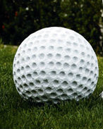 Golf Ball Lawn Ornament.  Decorate your lawn with this whimsical garden ornament and show your spirit for the sport! Diameter: 12″, Weight: 75lbs. If item not in stock please allow 3-4 weeks for delivery. Made in the USA! 
