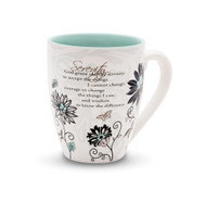 From the Mark My Words Collection comes this 4.75" ~ 17 ounce ceramic mug. Mug has the Serenity Prayer on front. "God grant me the serenity to accept the things I cannot change, courage to change the things I can, and wisdom to know the difference."