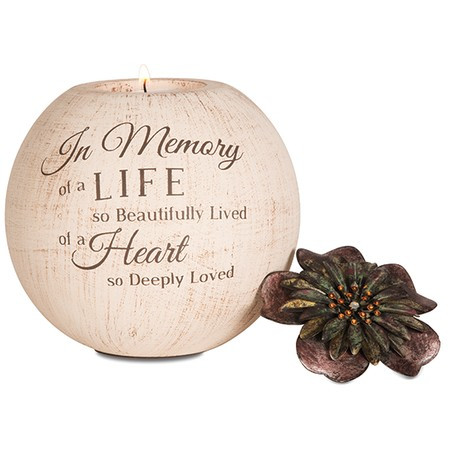 Beautiful Bereavement Remembrance Tea Light Holder Heaven in our Home Candle 