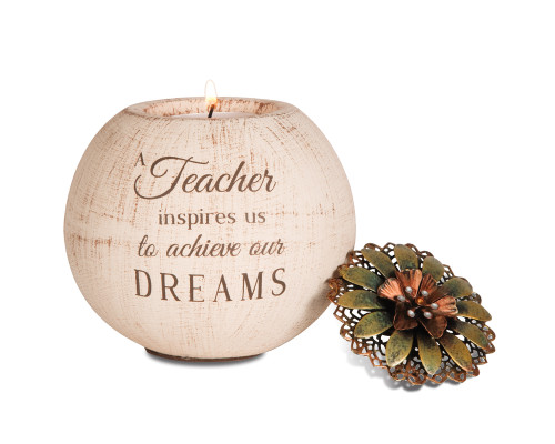 Teacher 4" Round Tea Light Holder. "A Teacher inspires us to achieve our dreams"