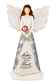 8" Angel Figurine for Mother - Angel holding Flower