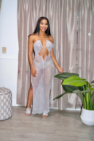 Silver Crochet Maxi