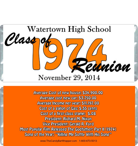 Class Reunion Year Candy Wrappers - Ideas For Party Favors