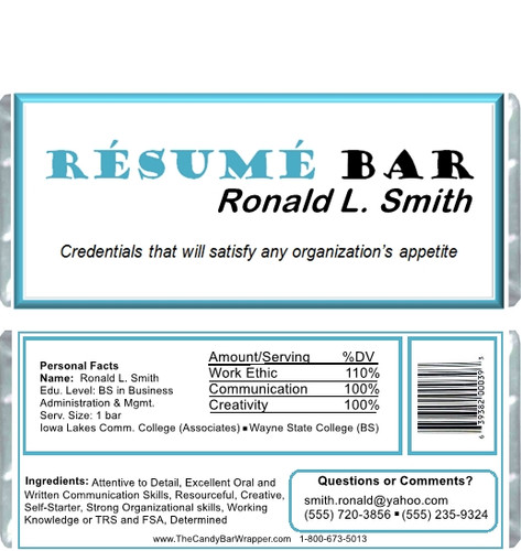 resume bar candy wrappers make a lasting and memorable impression
