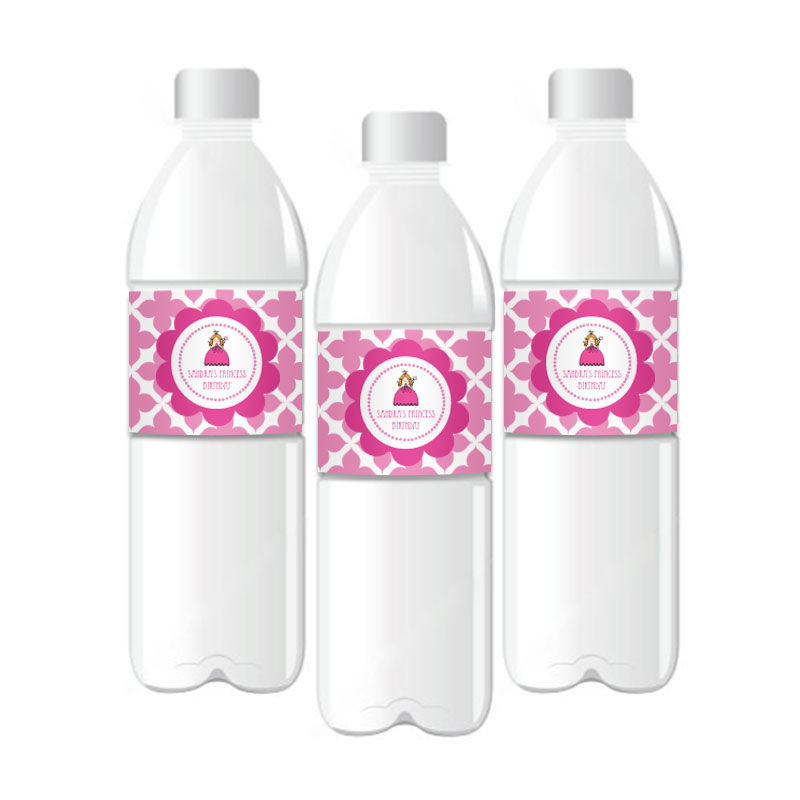 Princess Party Personalized Water Bottle Labels