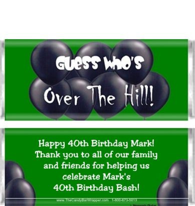 Over The Hill Candy Bar Wrappers Perfect 50th Birthday Party Favors