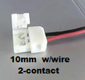 QL-CN-A10: Flexible LED Ribbon Strip Connector - 10mm, 2-contact plastic with 2-wires