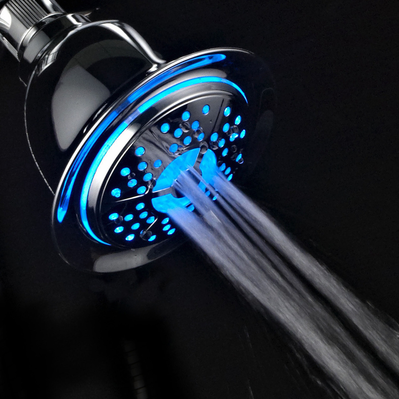 PowerSpa 7-Color Changing 4-Setting LED Shower Head w/ Pressure-Boost Technology 