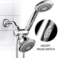 Hotel Spa® 30-Setting Ultra-Luxury Spiral 3-Way Combo with Pause Switch (Chrome)