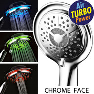 Power Spa® All-Chrome LED Handheld Shower with Air Turbo Pressure-Boost Nozzle Technology