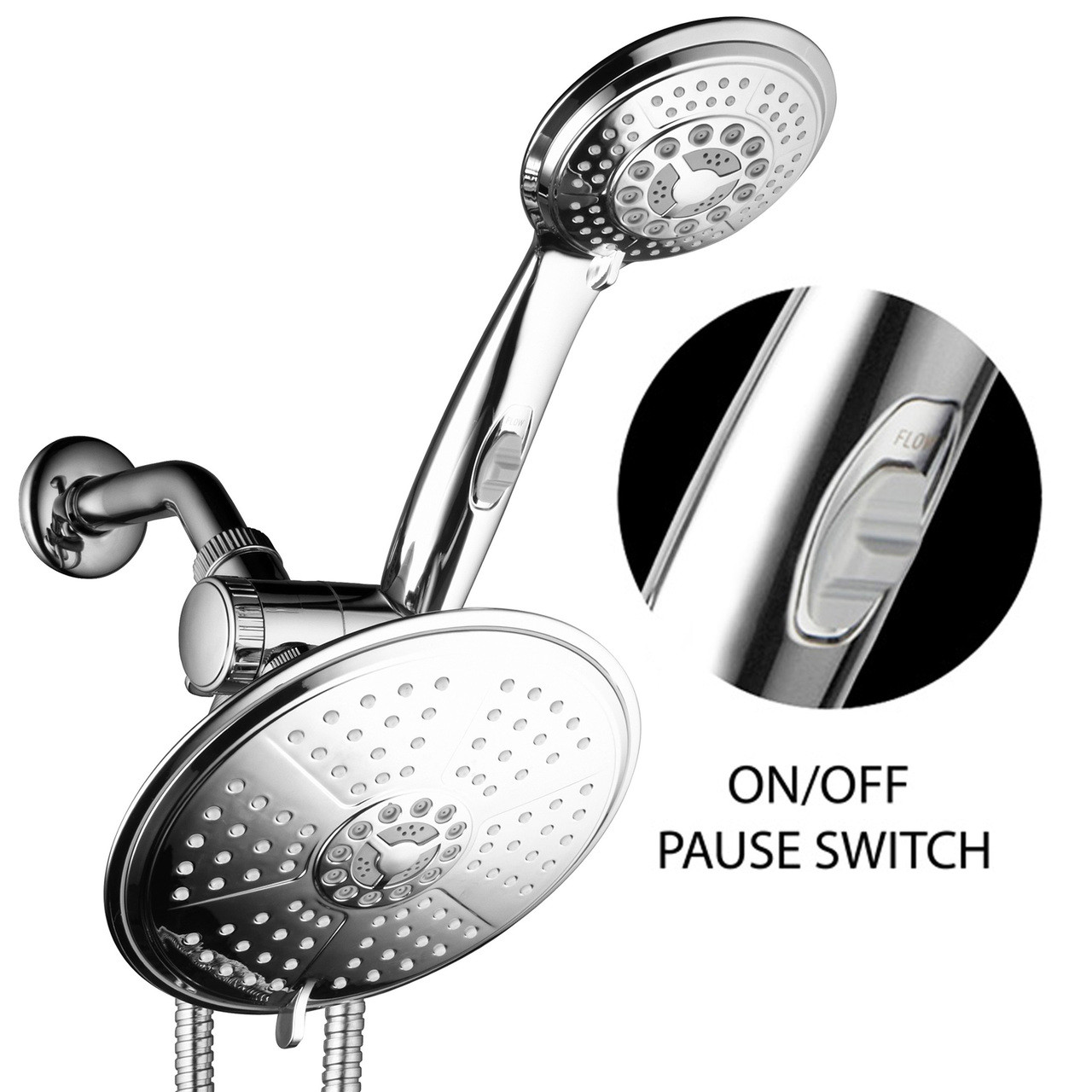 3 Ways Setting Rainfall Dual Shower Head High Pressure Handheld Combo wit U