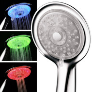 Luminex by Power Spa® 7-Color 4-Setting LED Handheld Shower Head with Air Jet LED Turbo Pressure-Boost Nozzle Technology. 7 vibrant LED colors change automatically every few seconds