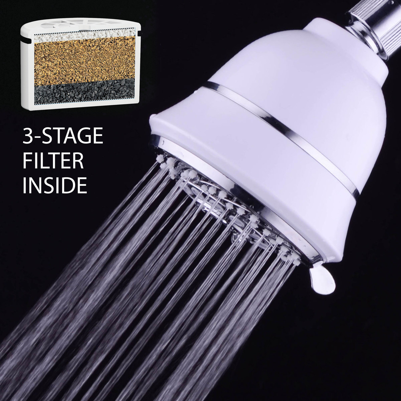 photo Inside A Shower Head aquacare by hotel spa filtered shower head 4 inch chrome face 6 setting showerhead with 3 stage shower filter cartridge inside dual white chrome