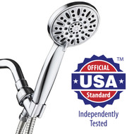 AquaDance® High-Pressure 6-Setting 4-inch Chrome Face Hand Held Shower Head with Hose
