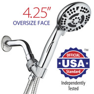 AquaDance® High-Pressure 6-Setting 4.15-inch Chrome Face Handheld Shower Head with Hose