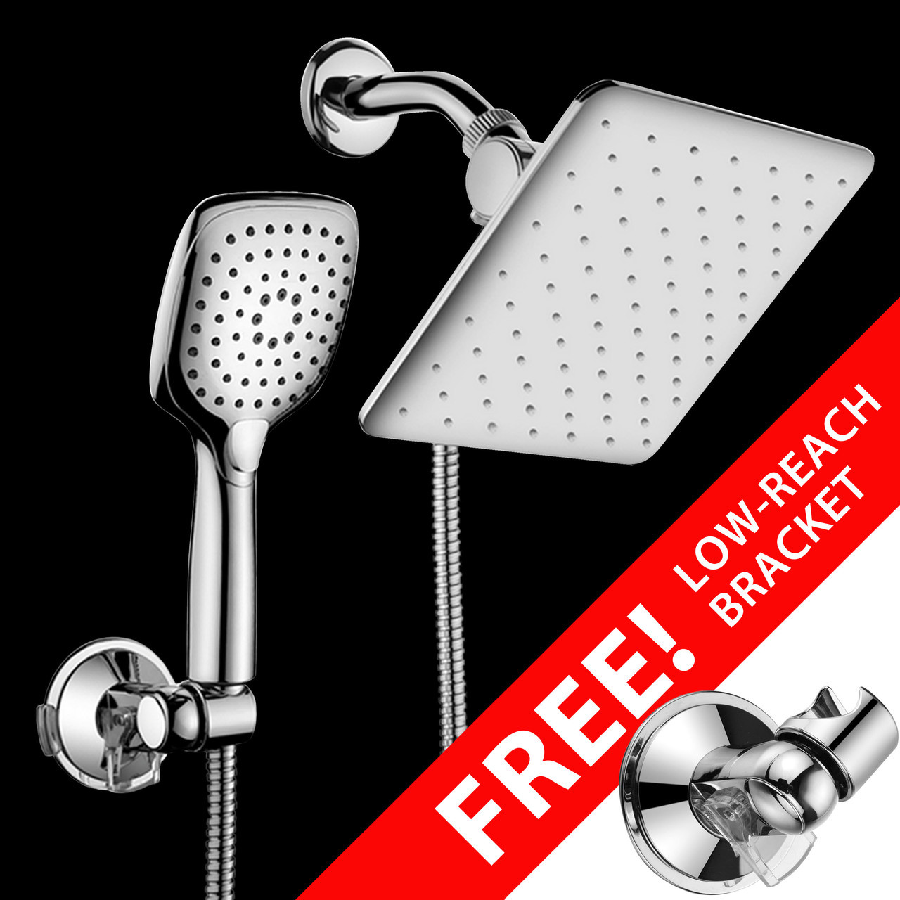Hotel Spa 10 5 In Rain Shower Head Handheld Combo Convenient Push Button Flow Control Button For Easy One Handed Operation Switch Flow Settings With The Same Hand Low Reach Bracket Included Ipshowers Com