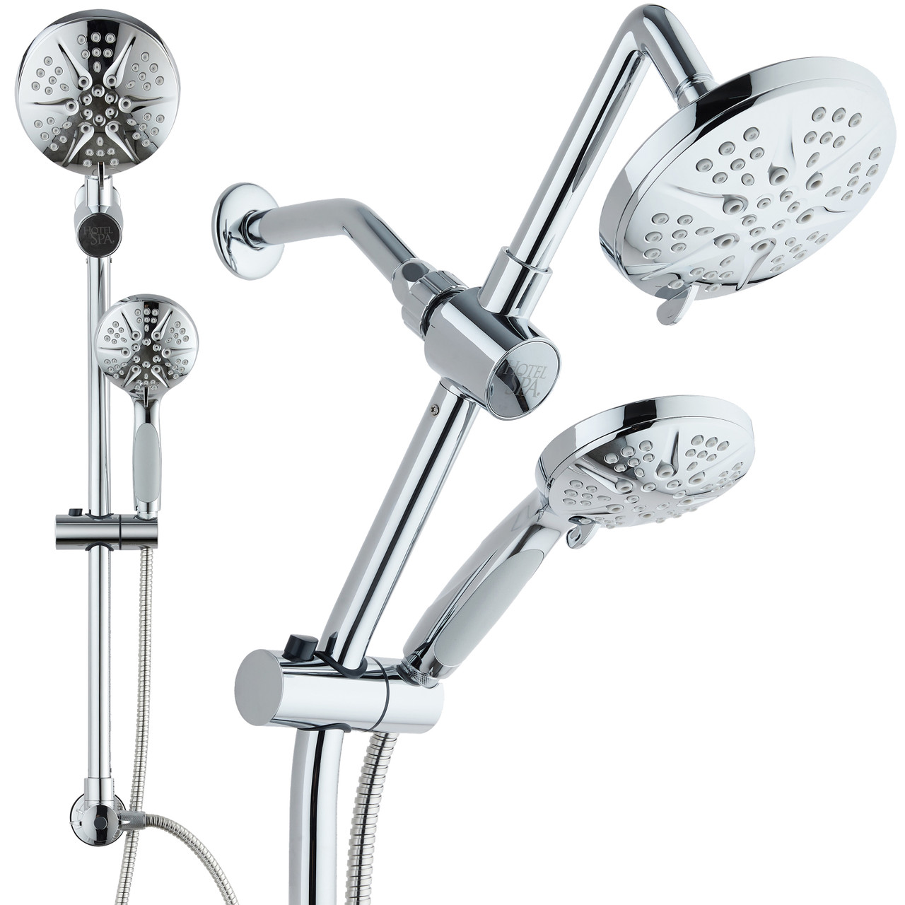 Spa Station 34 Adjustable Drill Free Slide Bar With 48 Setting Showerhead Combo Height Extension Arm 3 Way Rain Handheld Shower Head Low Reach Diverter Stainless Steel Hose Chrome Ipshowers Com