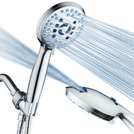 AquaCare AS-SEEN-ON-TV High Pressure 8-mode Handheld Shower Head - Antimicrobial Nozzles, Built-in Power Wash to Clean Tub, Tile & Pets, Extra Long 6 ft. Stainless Steel Hose, Wall & Overhead Brackets, Premium Chrome