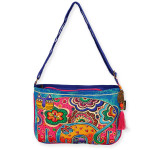 Laurel Burch Blue Flora Floral Medium Crossbody Tote - LB5833