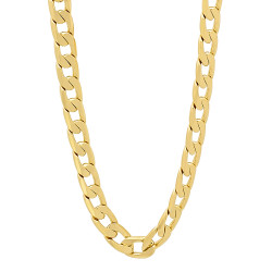 6mm 25 mills 14k Gold Plated Beveled Curb Chain Necklace, 7'8'9'20'22'24'30" + Jewelry Cloth (SKU: GFC112)