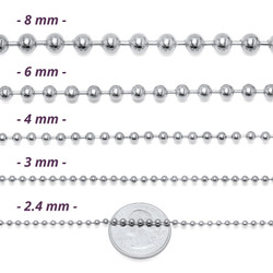 2mm-8mm High-Polished Stainless Steel Military Ball Chain Necklace (SKU: VIVA-BEAD-CHAINS)