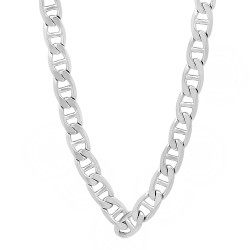 Men's 6mm High-Polished 0.25 mils (6 microns) Rhodium Brass Flat Mariner Chain Necklace, 7'-30' (SKU: GFC140)