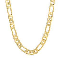 5.7mm 14k Yellow Gold Plated Flat Figaro Chain Necklace (SKU: GL-015D)
