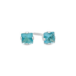 .925 Sterling Silver Nickel-Free Simulated Diamond Princess-Cut Birthstone Stud Earrings