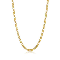 6.2mm 24k Yellow Gold Plated Stainless Steel Flat Cuban Link Curb Chain Necklace (SKU: ST-CRB620G)