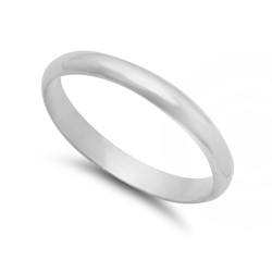 3mm .925 Sterling Silver Nickel-Free Domed Wedding Band Ring - Made in Italy, Size 6-13