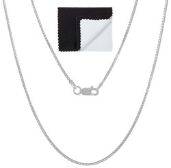 1.2mm High-Polished .925 Sterling Silver (Nickel Free) Square Box Chain Necklace, 14'-30' + Jewelry Cloth & Pouch (SKU: SS-BX24)