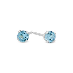 .925 Sterling Silver Nickel-Free Simulated Diamond Round-Cut Birthstone Stud Earrings