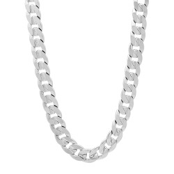 6.3mm Rhodium Plated Beveled Curb Chain Necklace