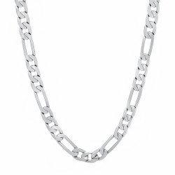 4mm Rhodium Plated Flat Figaro Chain Necklace (SKU: RL-010B)