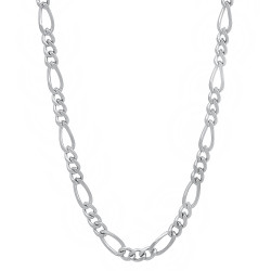 3mm Rhodium Plated Flat Figaro Chain Necklace (SKU: RL-008B)