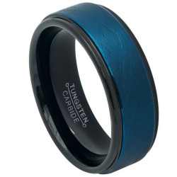 8mm Brushed Black Ion Tungsten Band Ring, Size 7,8,9,10,11,12,13,14,15 (US) (SKU: TG-RN1017)